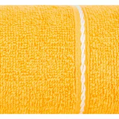 Ręcznik bawełniany 50x90 MIRA żółty zdobiony bordiurą w pasy
