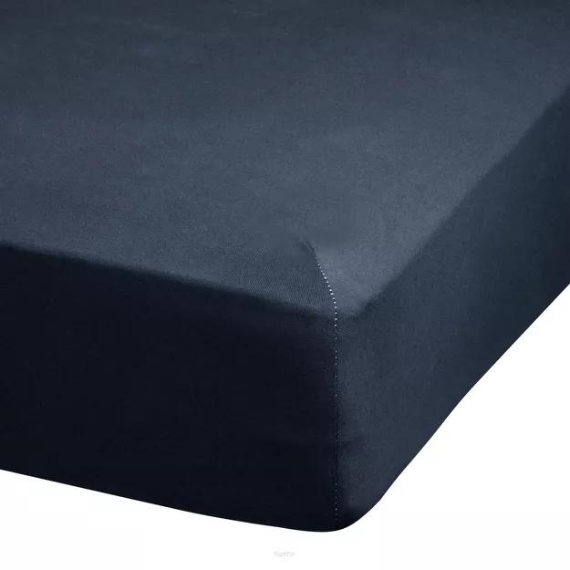 Prześcieradło z bawełny jersey z gumką ADELA ciemny granat 220x200 z kolekcji Ella Line