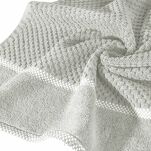 Ręcznik bawełniany 50x90 CALEB srebrny o delikatnym wzorze krateczki i kontrastową bordiurą - 4