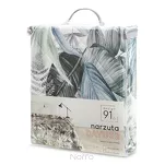 Narzuta welwetowa 220x240 DAVOS 2 biała pikowana z wzorem egzotycznych zielonych i srebrnych liści - 5