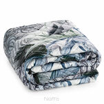 Narzuta welwetowa 220x240 DAVOS 2 biała pikowana z wzorem egzotycznych zielonych i srebrnych liści - 4