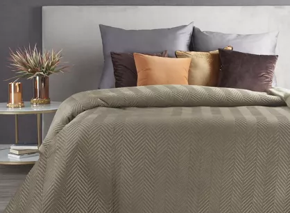 Narzuta welwetowa 200x220 SOFIA brązowa pikowana w gęstą jodełkę