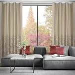 Zasłona na przelotkach 140x250 TORI welwetowa beżowa z szampańskim wzorem gałązek - 8