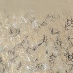 Zasłona na przelotkach 140x250 TORI welwetowa beżowa z szampańskim wzorem gałązek - 2