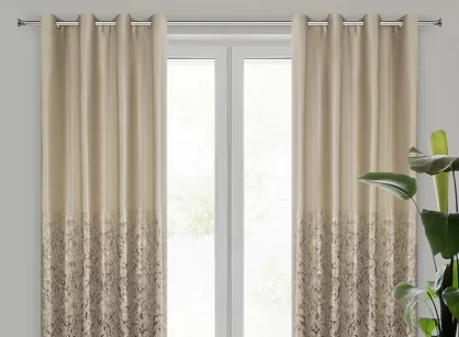 Zasłona na przelotkach 140x250 TORI welwetowa beżowa z szampańskim wzorem gałązek