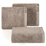 Ręcznik 70x140 VENUS Eva Minge beżowy zdobiony bordiurą w kolorze ręcznika z napisami projektantki - 4