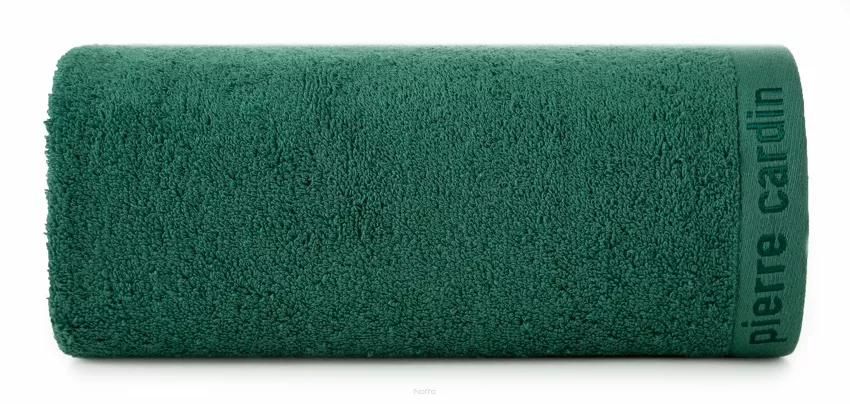 Ręcznik 30x50 EVI Pierre Cardin ciemna zieleń zdobiony bordiurą w kolorze ręcznika z logo marki
