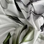 Zasłona na przelotkach 140x250 ELLEN welwetowa biała z nadrukiem egzotycznych oliwkowych liści - 3