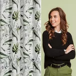 Zasłona na przelotkach 140x250 ELLEN welwetowa biała z nadrukiem egzotycznych oliwkowych liści - 9
