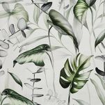Zasłona na przelotkach 140x250 ELLEN welwetowa biała z nadrukiem egzotycznych oliwkowych liści - 2