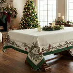 Bieżnik świąteczny 40x100 4115 gobelinowy z szenili naturalny zielony z gwiazdą betlejemską - 6