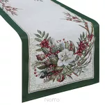 Bieżnik świąteczny 40x100 4115 gobelinowy z szenili naturalny zielony z gwiazdą betlejemską - 2