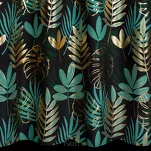 Zasłona na przelotkach 140x250 MALTA czarna ze złotym nadrukiem botanicznym - 7