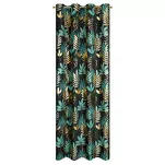 Zasłona na przelotkach 140x250 MALTA czarna ze złotym nadrukiem botanicznym - 6