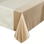 Obrus 140x220 GLAMO beżowy z bieżnikiem 33x220 połyskującym złotą nicią - 4