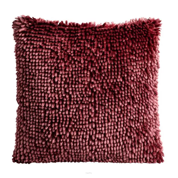Poszewka dekoracyjna 40x40 SHAGGY 1 ciemne bordo z miękkimi frędzelkami