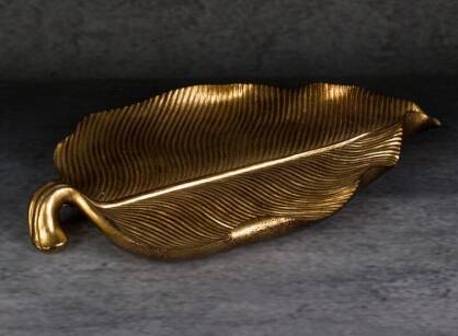 Patera dekoracyjna 31x19x3 AMARI 1 złota w kształcie liścia