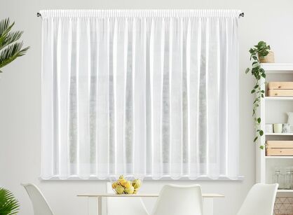 Firana na taśmie 350x150 LUCY biała z gładkiego woalu