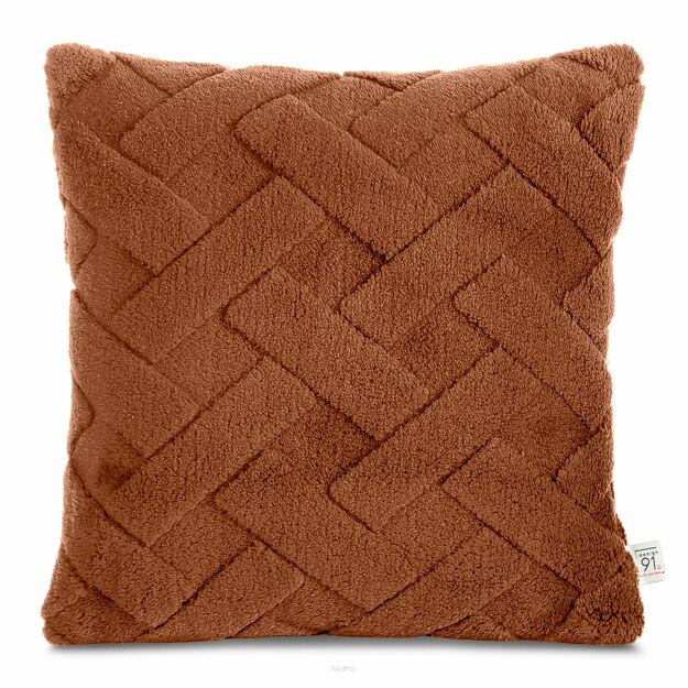 Poszewka 45x45 CARO ceglana puszysta typu flano z wytłaczanym wzorem Design 91