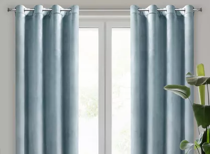 Zasłona na przelotkach 140x250 MELANIE welwetowa morska o aksamitnej strukturze