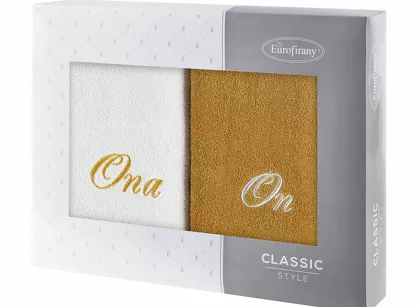 Komplet ręczników 2x70x140 ON ONA srebrne musztardowe