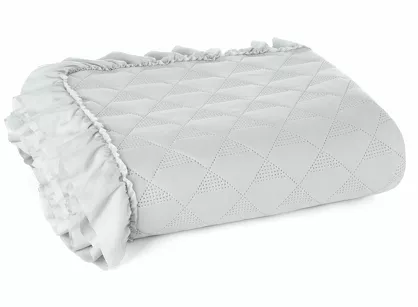 Narzuta jednokolorowa 200x220 VANESA srebrna obszyta marszczoną falbaną