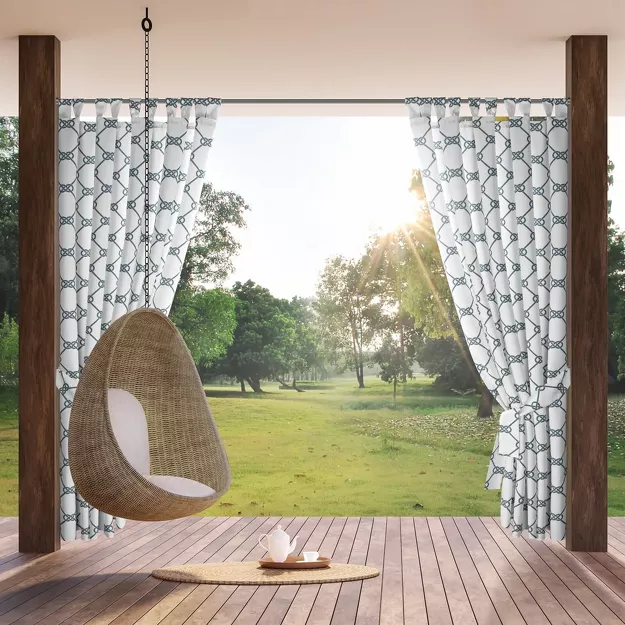 Zasłona na taras 155x200 GARDEN 16 biała na szelkach zapinanymi na rzepy wodoodporna styl morski