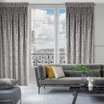 Zasłona na taśmie 135x270 TULIA welwetowa stalowa z szampańskim wzorem wyrazistych liści - 10