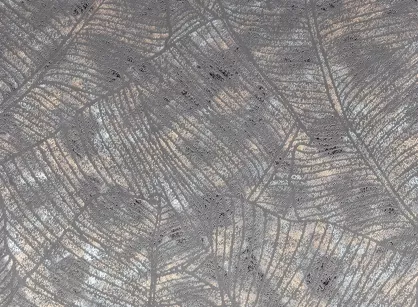 Zasłona na taśmie 135x270 TULIA welwetowa stalowa z szampańskim wzorem wyrazistych liści