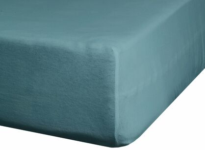 Prześcieradło z satyny bawełnianej z gumką NOVA 3 petrol 100x200