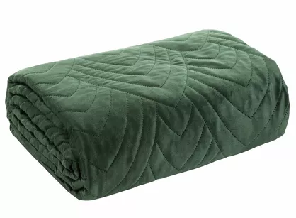 Narzuta welwetowa 170x210 LUIZ 6 ciemna zieleń pikowana w powtarzalny wzór