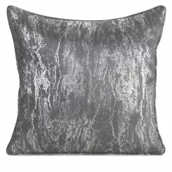 Poszewka 45x45 ELISE zaciemniająca typu dimout stalowa z marmurkowym srebrnym nadrukiem
