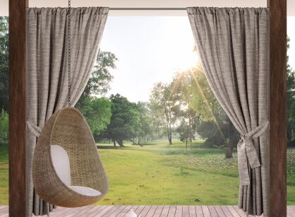 Zasłona na taras 155x200 GARDEN 10 brązowa w tunelu wodoodporna z melanżowym wzorem