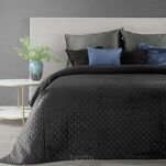 Narzuta na fotel welwetowa 70x160 DIMON czarna pikowana w geometryczny wzór - 4