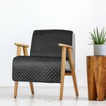 Narzuta na fotel welwetowa 70x160 DIMON czarna pikowana w geometryczny wzór - 7