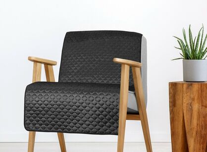 Narzuta na fotel welwetowa 70x160 DIMON czarna pikowana w geometryczny wzór