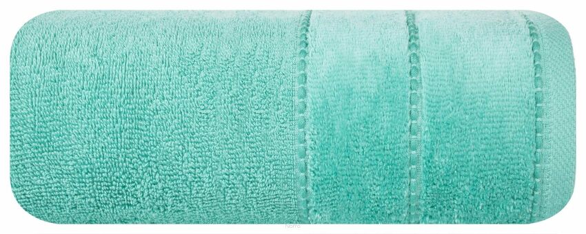 Ręcznik 30x50 MARI miętowy z welurową bordiurą w pasy 500 g/m2