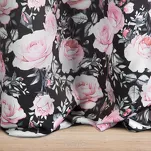 Zasłona na przelotkach 135x250 BELLIS zaciemniająca grafitowa różowa z motywem kwiatowym - 6