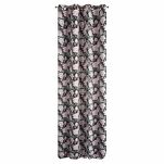Zasłona na przelotkach 135x250 BELLIS zaciemniająca grafitowa różowa z motywem kwiatowym - 7