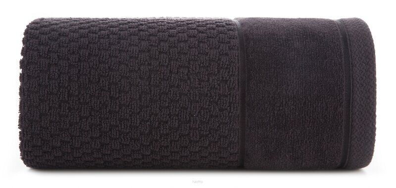 Ręcznik bawełniany 50x90 FRIDA czarny z fakturą kosteczki i szeroką welurową bordiurą