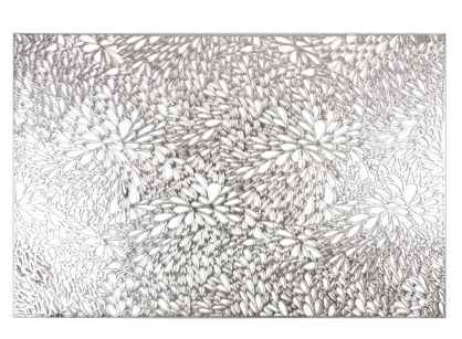 Podkładka dekoracyjna 30x45 MELANIE srebrna prostokątna z ażurowym wzorem listków