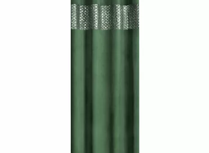 Zasłona gotowa na przelotkach 140x250 MARGOT welwetowa ciemna zieleń zdobiona haftem i cekinami