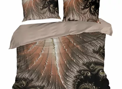 Pościel z makosatyny 160x200 REINA 18 brązowa z nadrukiem panelowym efekt 3D