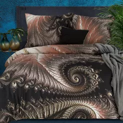 Pościel z makosatyny 160x200 REINA 18 brązowa z nadrukiem panelowym efekt 3D