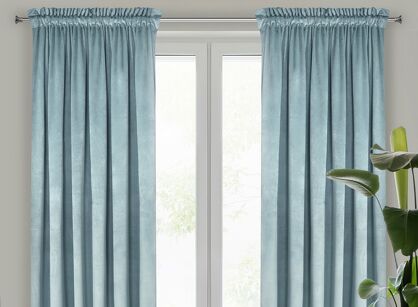 Zasłona na taśmie 140x270 MELANIE welwetowa morska o aksamitnej strukturze