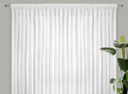 Firana na taśmie 300x270 LUCY biała z gładkiego woalu