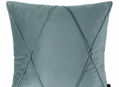 Poszewka welwetowa 45x45 NALA 1 niebieska przeszywana w geometryczny wzór