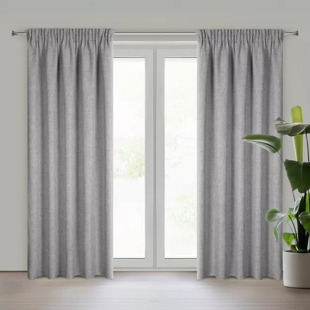 Zasłona gotowa na taśmie 140x270 JULA 2 srebrna jednokolorowa w stylu eko