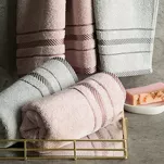 Ręcznik bawełniany 70x140 KORAL brązowy zdobiony subtelną bordiurą w pasy - 5