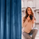 Zasłona na taśmie 140x270 ROSA welwetowa granatowa Design 91 - 17